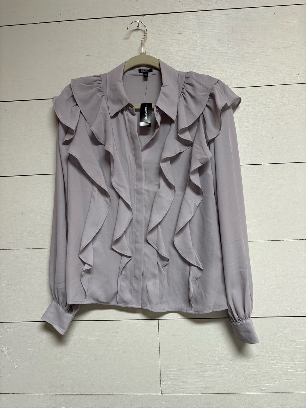 Express Relaxed Portofino Ruffle Blouse XS NWT